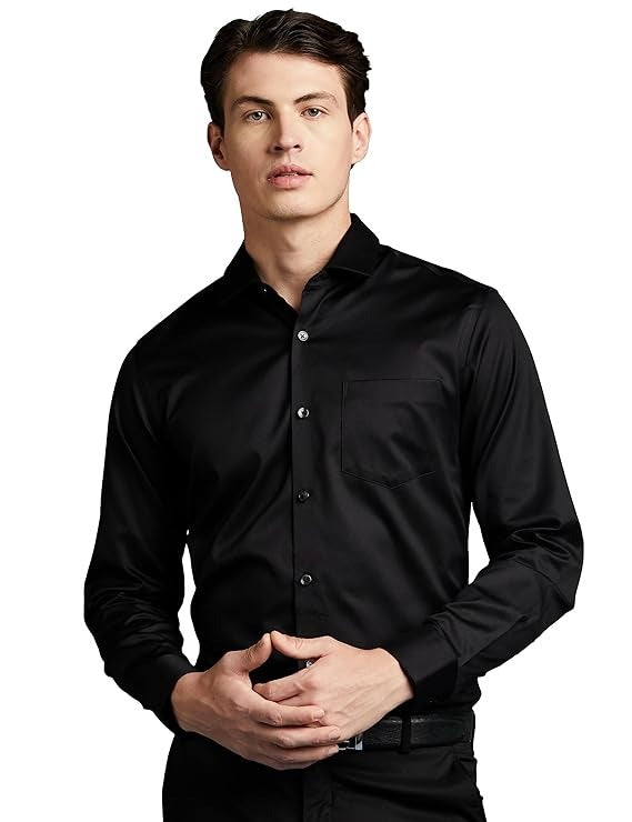 Men’s Black Slim Fit Formal & Casual Shirt Full Sleeve Solid Shirt Pack of 1