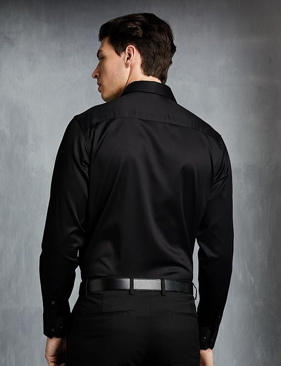 Men’s Black Slim Fit Formal & Casual Shirt Full Sleeve Solid Shirt Pack of 1