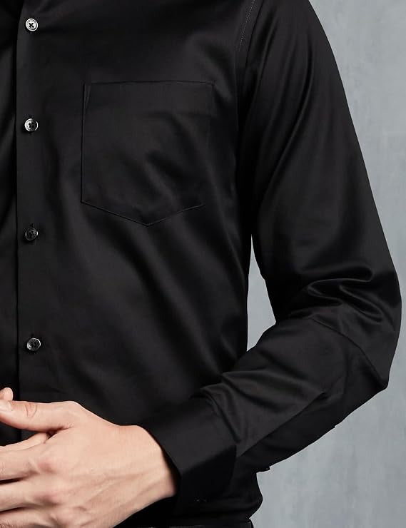 Men’s Black Slim Fit Formal & Casual Shirt Full Sleeve Solid Shirt Pack of 1