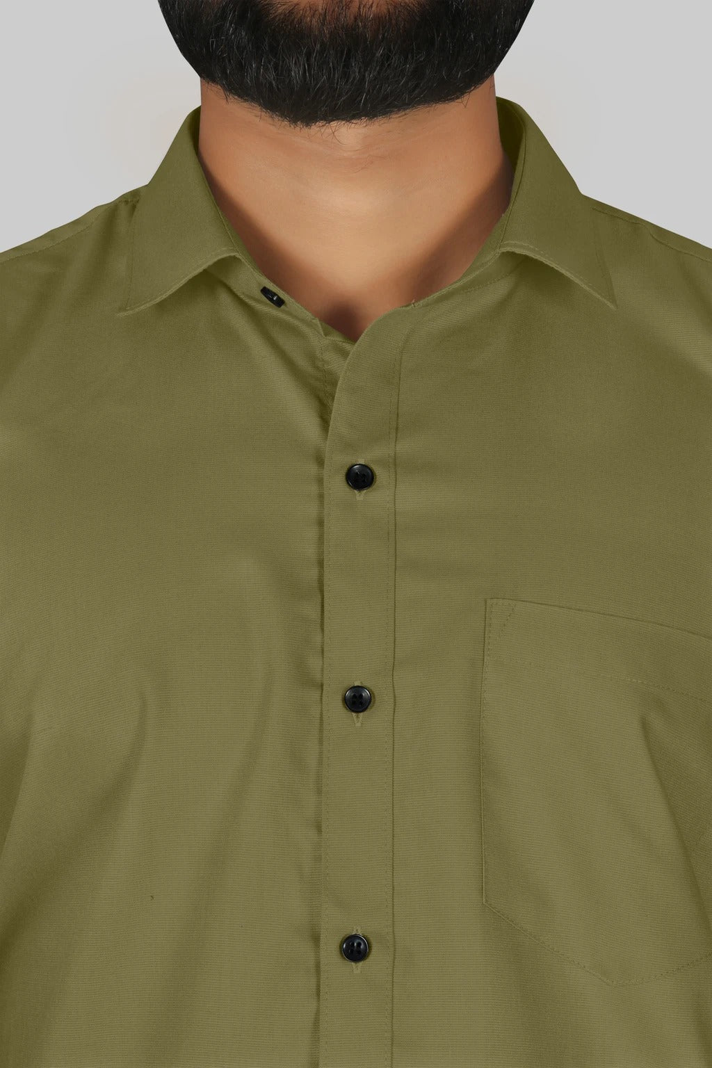 StyleMODO Men Regular Fit Solid Formal Shirt (OLIVE GREEN)